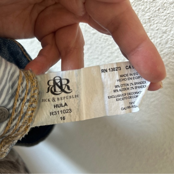 Rock & Republic Hula Denim Shorts Summer Vacation Beach Western Women’s 16 Blue - Picture 12 of 12